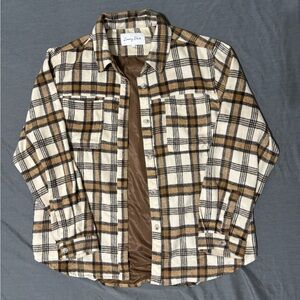 Plaid Emory Park Jacket - Brown and White